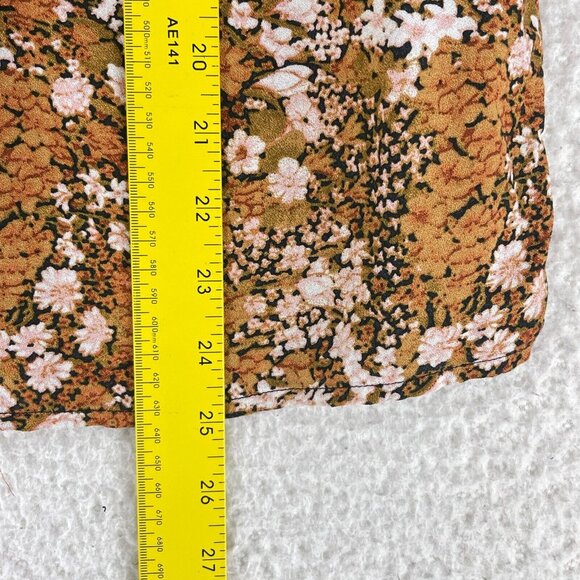 Hinge Brown Floral Mix Print Shirt Womens Prairie Chic High Neck Size XS - Picture 9 of 13